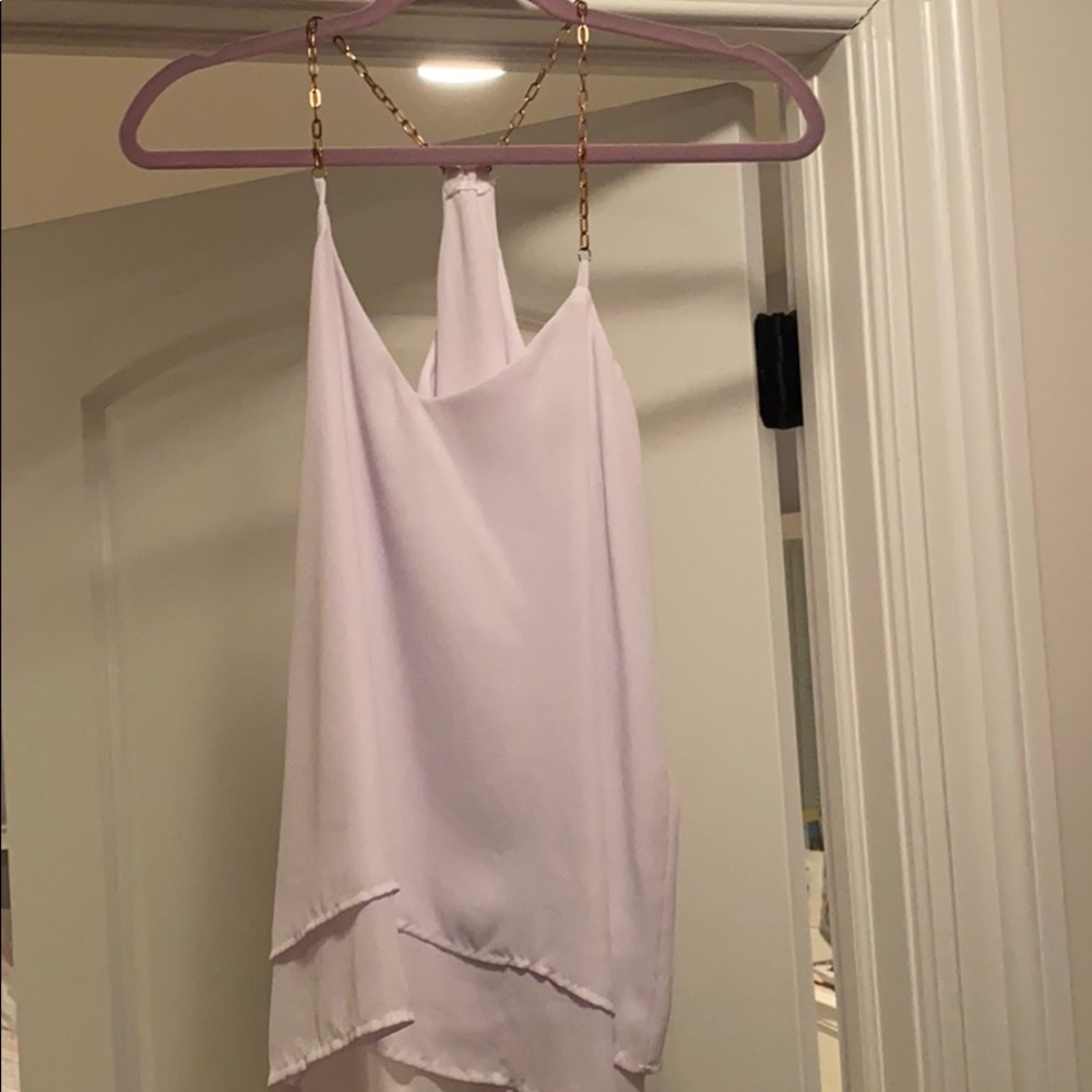 White tank with gold chain